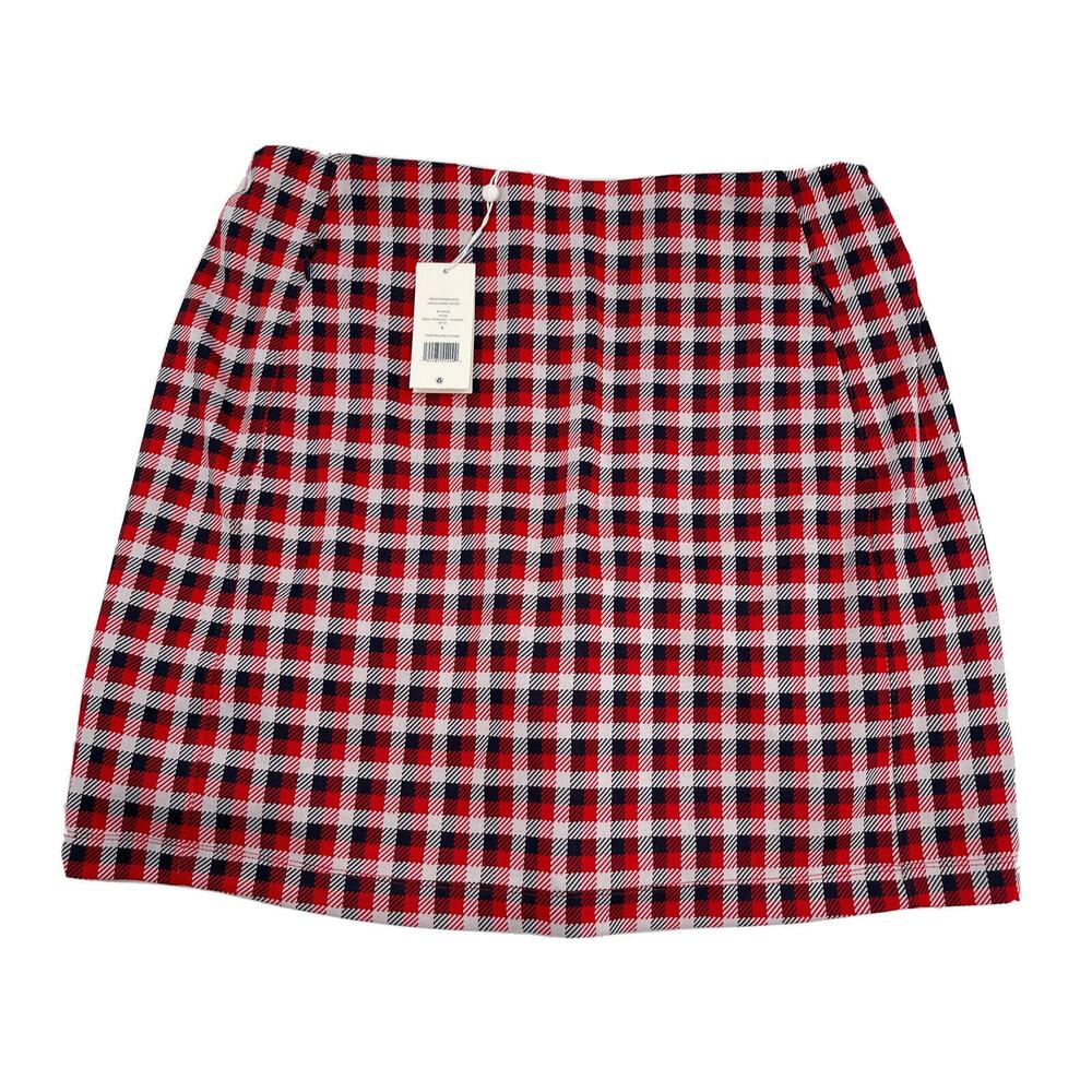 Tory Burch Sport Skirt Skort Womens‎ Large Jacquard Red Blue Check Pockets